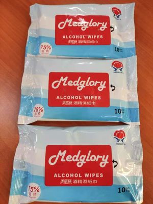 10 Pieces 75% Alcohol  Wet Wipes  Kill 99.9% Of Germ For Human Body Skin