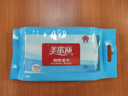 10 Pieces In One Bag 75% Alcohol Wet Wipe 40g Plain Spunlace Nonwoven