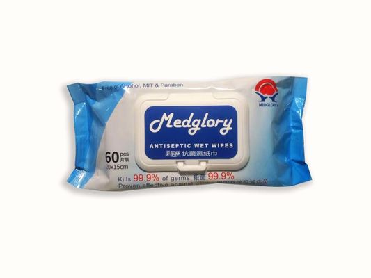 60 Counts Antiseptic Antibacterial Wet Wipes 20*15 CM Proven Effective