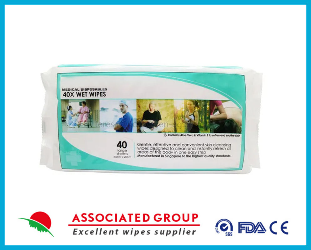Large Non Woven Cleaning Wipes 30cm X 20cm OEM Wet Wipes for Sensitive Skin 40 Pcs/Pkt