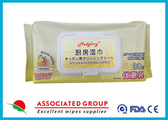 Eliminar aceite y grasa Desinfectar superficies Limpieza del hogar toallitas húmedas Toallita de cocina, 30 pcs Tejido húmedo de cocina