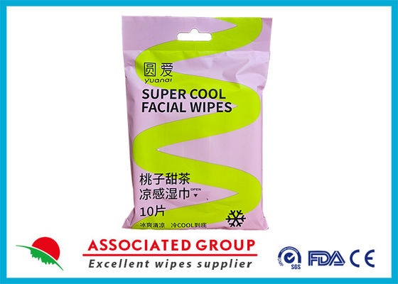 Certificado ISO 9001 Yuanai melocotón té dulce toallitas para enfriamiento hipoalergénicas toallitas para adultos 15 * 20cm